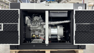 British-made 10kW generator set by Orson Power – side open